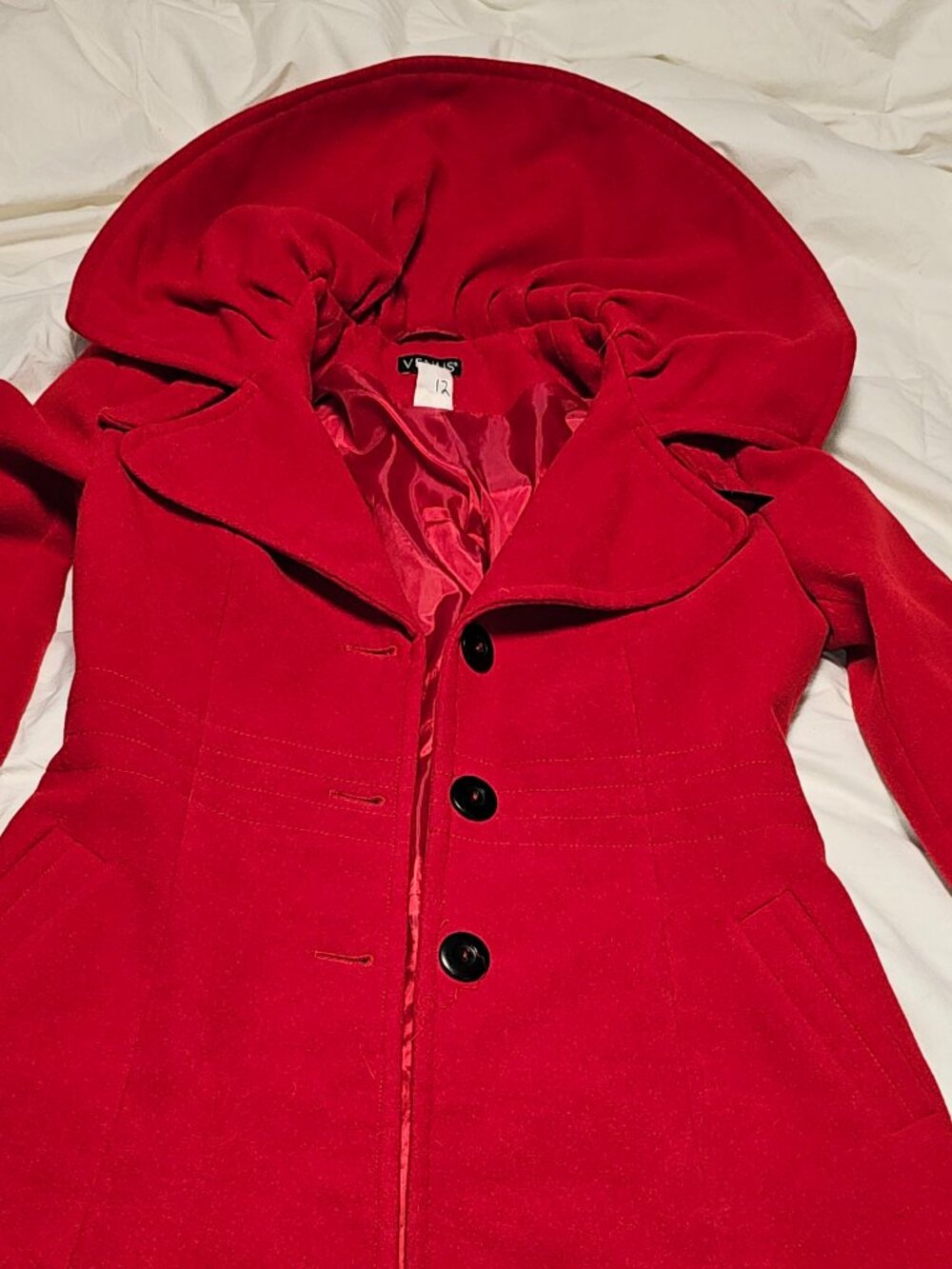 Red long-line A-Line Peacoat (Size 12) Venus